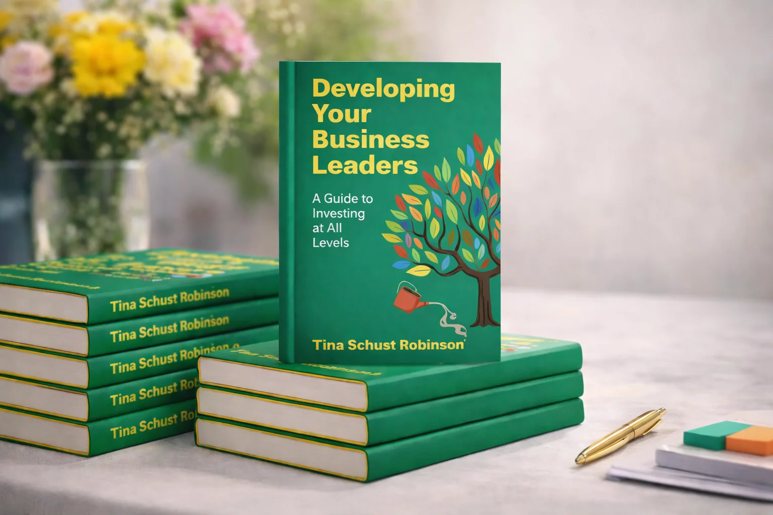 Developing Your Business Leaders: A Guide to Investing at All Levels by Tina Schust Robinson — book stack display